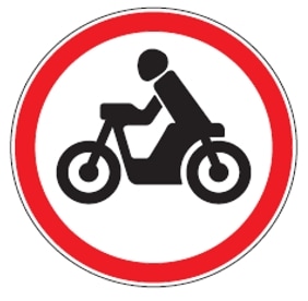 Motociklų eismas draudžiamas
