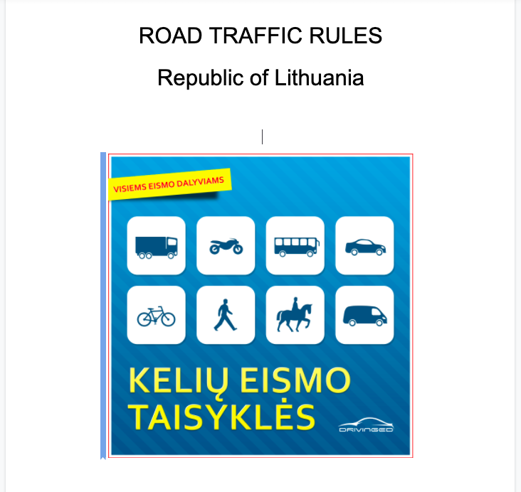 Road Traffic Rules Lithuania New Updated