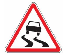 119 slidus kelias (kelio ruožas su slidesne negu prieš tai buvusiame ruože važiuojamąja dalimi)