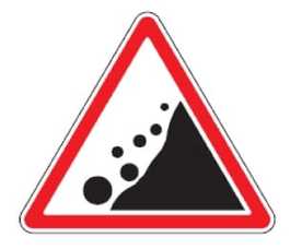 132 krintantys akmenys (kelio ruožas, kuriame galimos griūtys, nuošliaužos, krintantys akmenys)