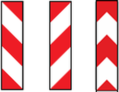 149 nukreipiamoji gairė (kelio darbų vietoje žymi eismo juostos ribas ir važiavimo trajektoriją)