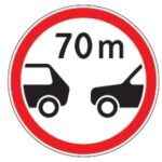 319 ribotas atstumas (draudžiama važiuoti paskui kitą transporto priemonę laikantis mažesnio atstumo, negu nurodyta kelio ženkle)