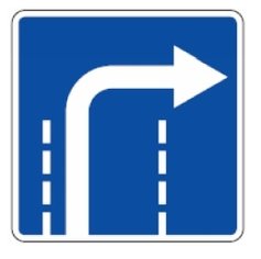 509 Eismo kryptis sankryžoje į dešinę (Sankryžoje nurodo eismo kryptį, kuria leidžiama važiuoti šia eismo juosta)