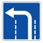 510 Eismo kryptis sankryžoje į kairę (Sankryžoje nurodo eismo kryptį, kuria leidžiama važiuoti šia eismo juosta. Kai leidžiama sukti į kairę, iš kairės kraštinės eismo juostos leidžiama ir apsisukti)