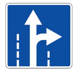 511 Eismo kryptis sankryžoje tiesiai ir į dešinę (Sankryžoje nurodo eismo kryptį, kuria leidžiama važiuoti šia eismo juosta)