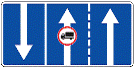 520 Eismo kryptys ir apribojimai (Kelio ženkle pavaizduoto draudžiamojo arba nukreipiamojo kelio ženklo reikalavimai galioja ta eismo juosta važiuojančioms transporto priemonėms ruože iki artimiausios sankryžos)