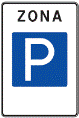 541 Stovėjimo zona (Transporto priemonėms galima stovėti visuose keliuose, esančiuose teritorijoje už kelio ženklo. Kai nurodytas laikas, kelio ženklas galioja tik tuo laiku)
