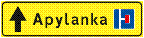 625 Apylankos kryptis (Nurodo kryptį, kuria reikia apvažiuoti laikinai uždarytą kelio ruožą, ir informuoja vairuotojus apie apylankos pradžią. Kelio ženklo „Aklakelis“ simbolis patikslina, kuris iš esamųjų kelių uždarytas. Toliau maršrute galima vadovautis kelio ženklu Nr. 626)
