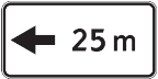 803 Atstumas iki objekto (Nurodo kryptį į kairę ir atstumą iki objekto arba pavojingo kelio ruožo pradžios)