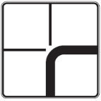 842 Pagrindinio kelio kryptis (Nurodo pagrindinio kelio kryptį sankryžoje. Naudojama su kelio ženklais „Pagrindinis kelias“)