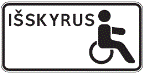 847 Išskyrus asmenis su negalia (Nurodo, kad kelio ženklai negalioja skiriamuoju ženklu „Asmuo su negalia“ arba asmens su negalia automobilio statymo kortele pažymėtoms transporto priemonėms)