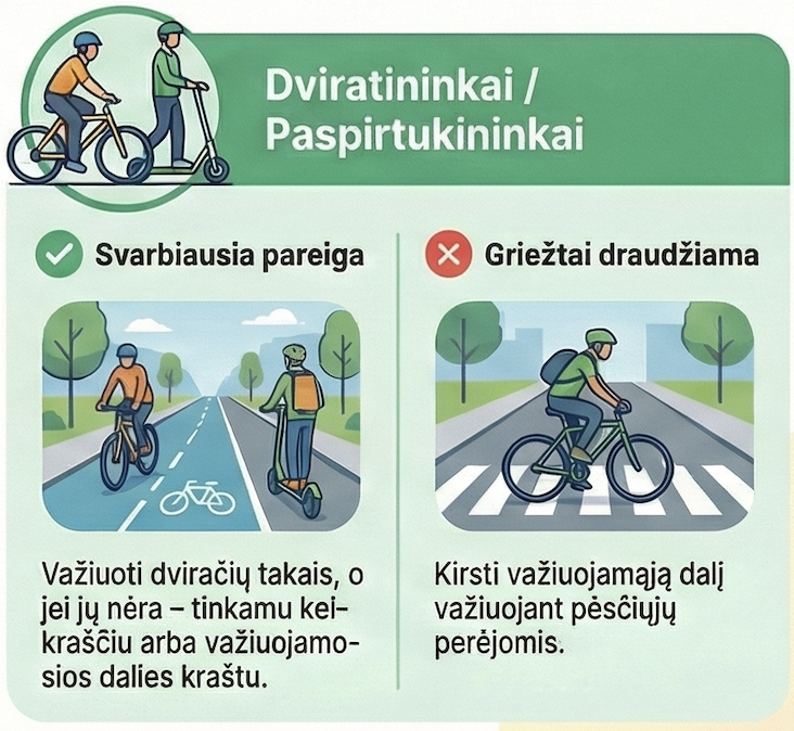 KET dviratininkai paspirtukai