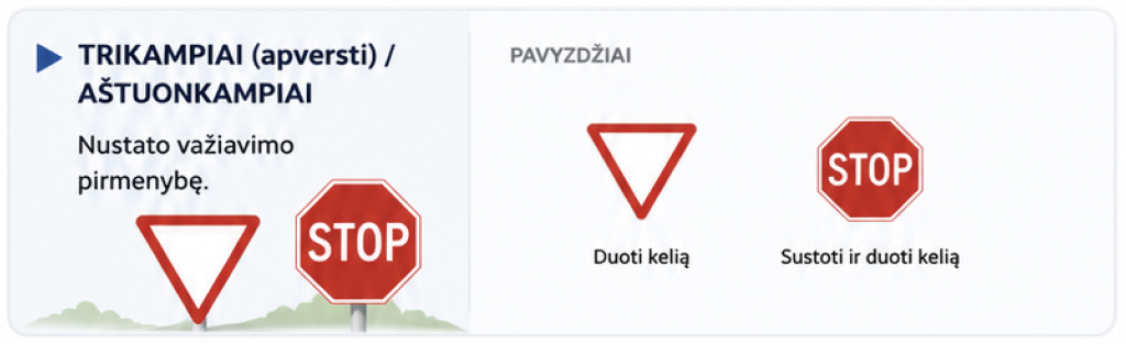 Stop zenklas ir duoti kelia trikampis kelio zenklas